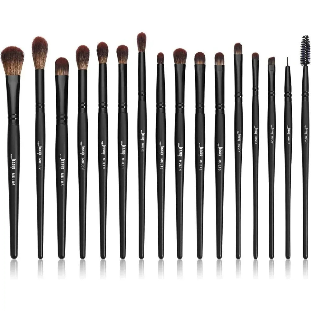 Jessup Eye Brushes Set,  Vegan Makeup Brushes 16pcs Premium Synthetic Black T272